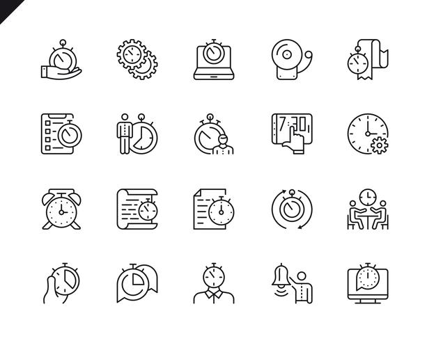 Simple conjunto de iconos de línea de Vector relacionados con la gestión del tiempo