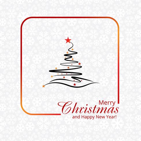 Beautiful merry christmas creative tree with snowflake card desi vector