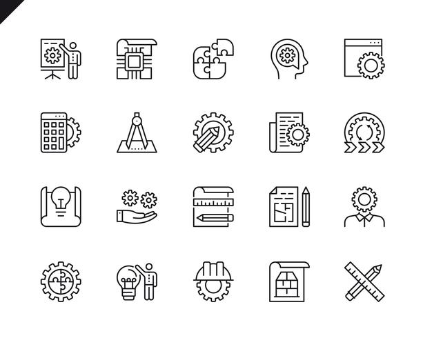 Simple conjunto de diseño de ingeniería relacionados con iconos de líneas vectoriales vector