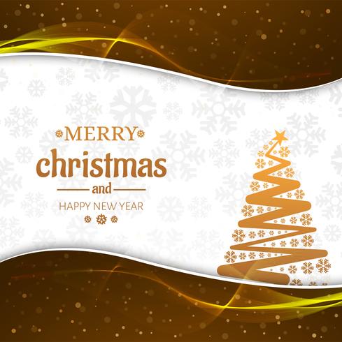 Beautiful merry christmas card with tree background vector