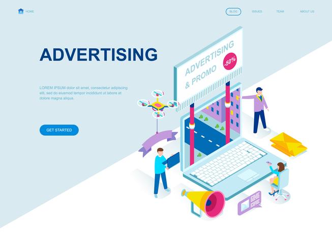 Modern flat design isometric concept of Advertising and Promotion vector