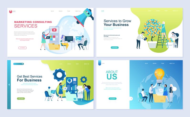 Set of flat line design Landing page templates vector