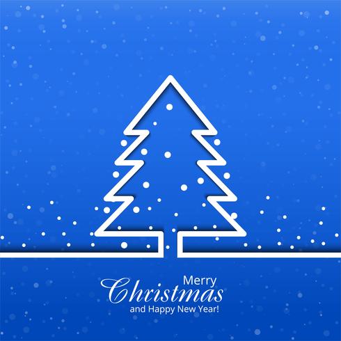 Tarjeta de feliz navidad con fondo de árbol azul vector