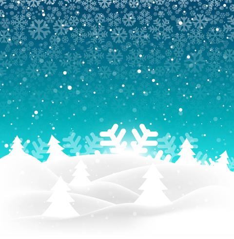 Elegante árbol de navidad feliz con fondo de copo de nieve vector