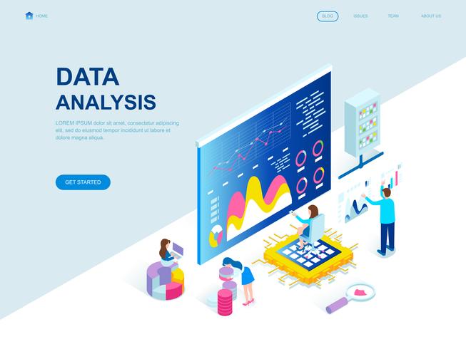 Concepto isométrico moderno diseño plano de análisis de datos vector