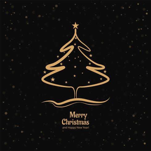 Merry christmas card with shiny tree vector design