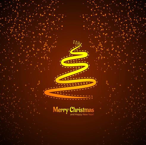 Merry christmas card tree with glitters background vector