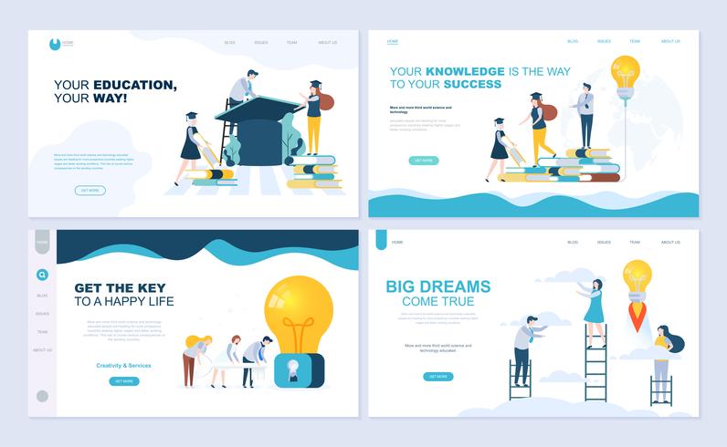 Set of flat line design Landing page templates vector