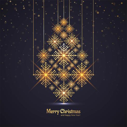 Merry Christmas shiny tree celebration greeting card design vect vector