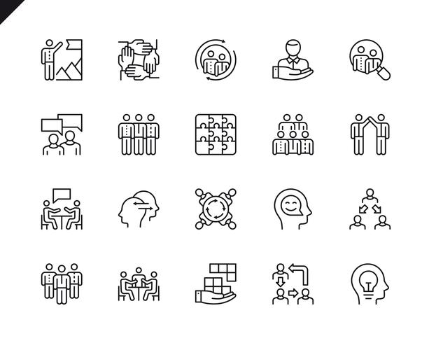 Simple Set of Teamwork Related Vector Line Icons