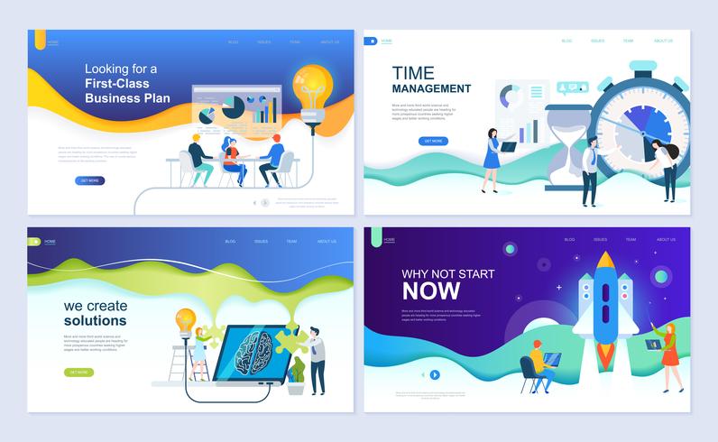 Set of flat line design Landing page templates vector