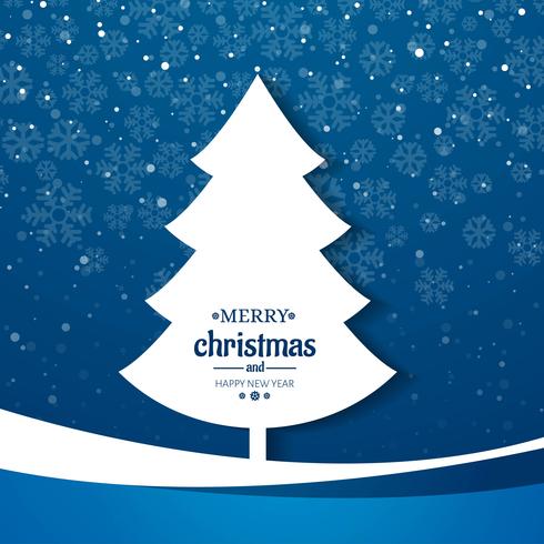 Merry christmas tree with card festival background vector