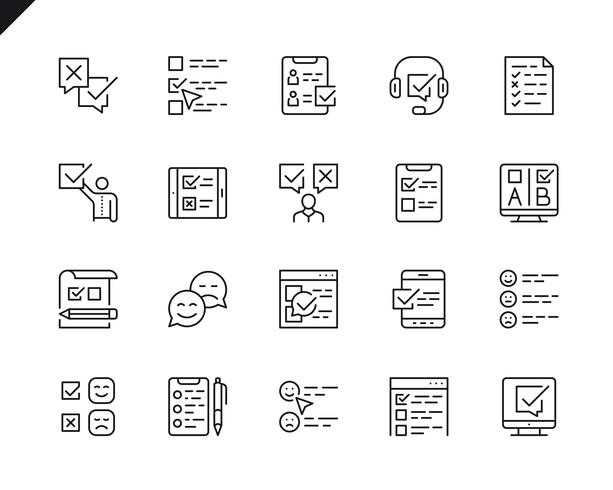 Simple Set of Survey Related Vector Line Icons