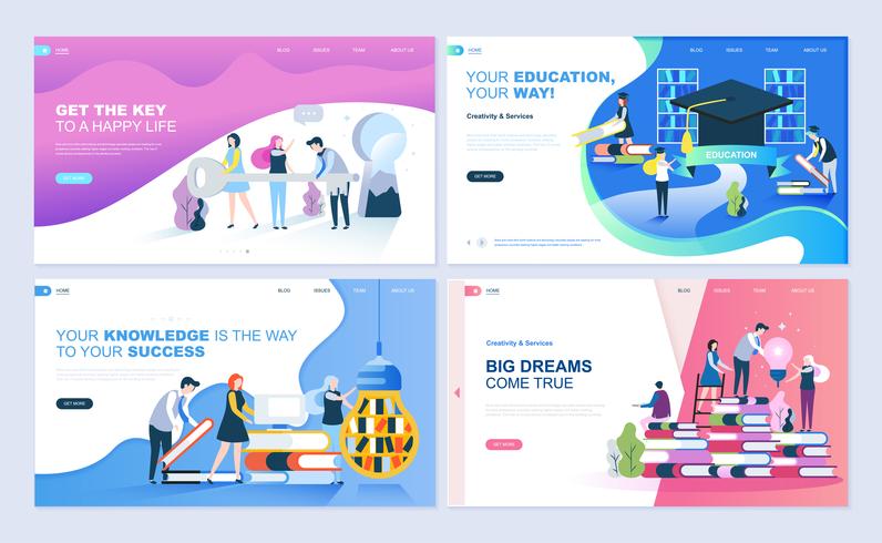 Set of flat line design Landing page templates vector