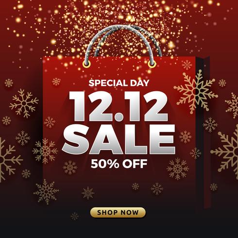 12.12 Shopping day sale banner background. 12 December sale post vector