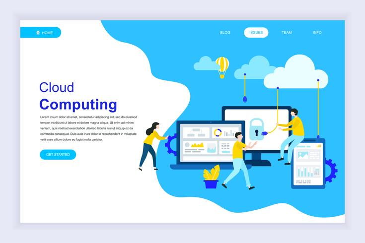 Concepto de diseño plano moderno de la tecnología cloud. vector