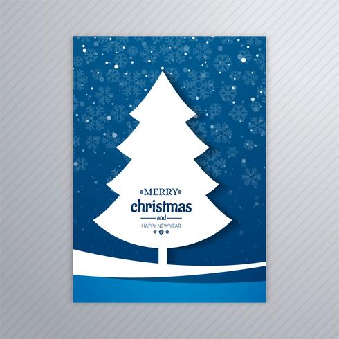 Vector feliz hermoso del diseño del folleto de la tarjeta del árbol de navidad