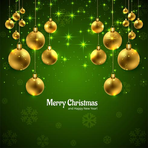 Merry christmas card with shiny ball background illustration vector