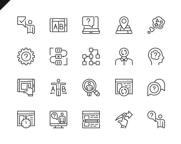 Simple Set of UX Related Vector Line Icons. Linear Pictogram Pack