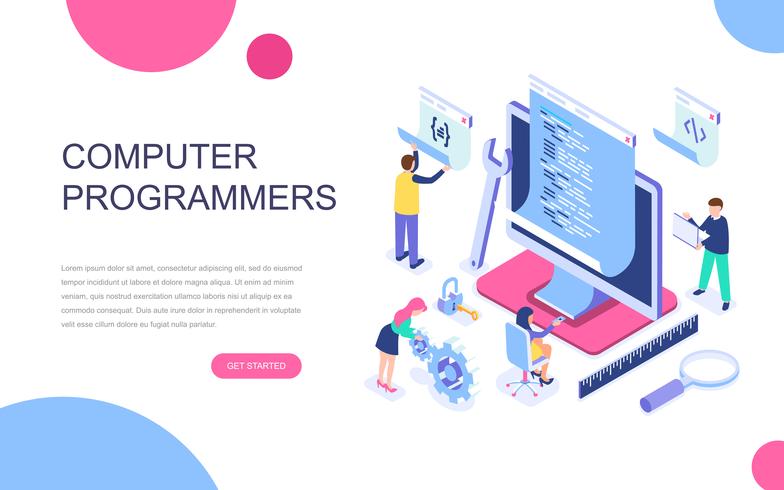 Modern flat design isometric concept of Computer Programmers vector