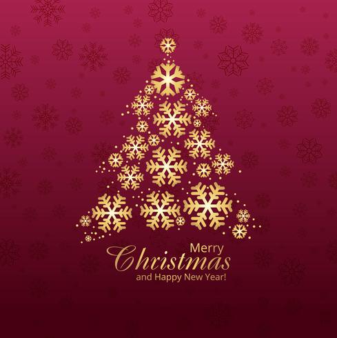 Snowflake tree merry christmas card design illustration vector