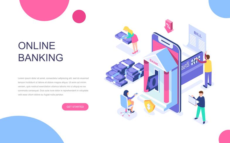 Modern flat design isometric concept of Online Banking vector