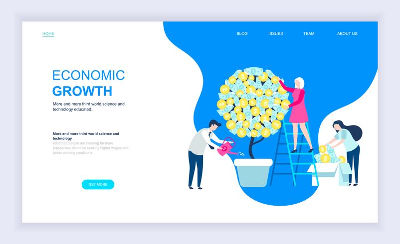 Moderno concepto de diseño plano de crecimiento económico. vector