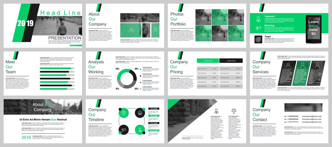 Plantillas de diapositivas de presentación de negocios de infografía vector