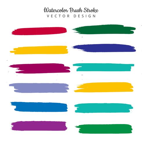 Modern colorful watercolor stroke set design vector