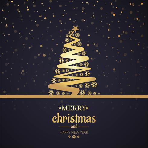 Beautiful merry christmas card with tree background vector