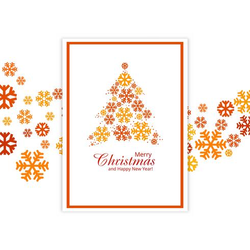 Beautiful card festival merry christmas snowflake tree design il vector