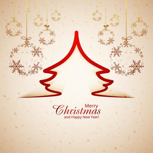 Abstract festival merry christmas card snowflake and tree backgr vector