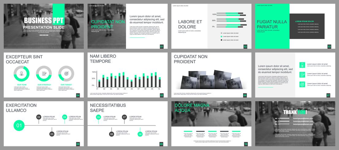 Plantillas de diapositivas de presentación de negocios de elementos infográficos vector