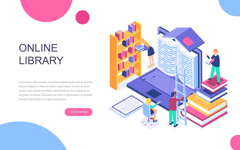 Modern flat design isometric concept of Online Library vector