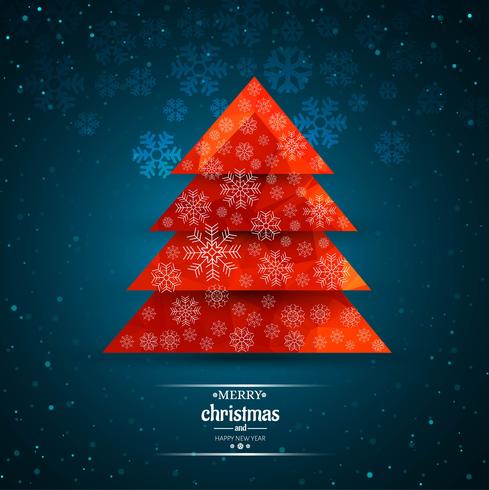 Árbol decorativo de la Feliz Navidad con la ilustración del fondo de la tarjeta vector