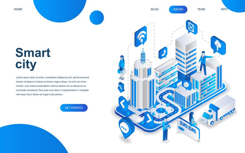 Concepto de diseño isométrico moderno de Smart City. vector