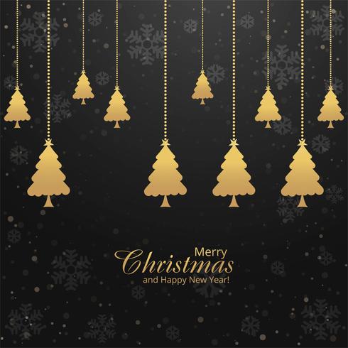 Merry christmas tree with card festival background vector