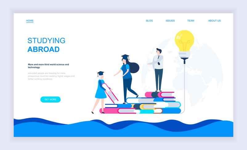 Modern flat design concept of Studying Abroad vector