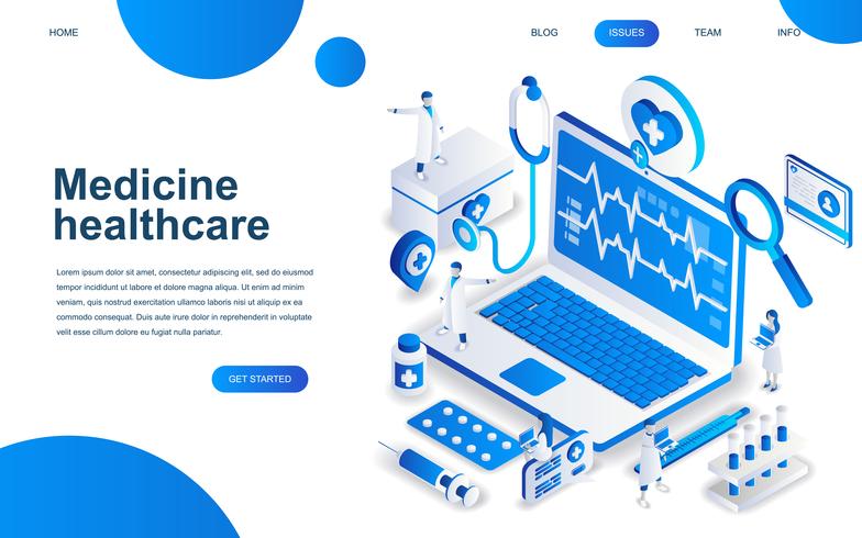 Modern isometric design concept of Online Medicine vector