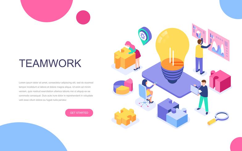 Modern flat design isometric concept of Teamwork vector