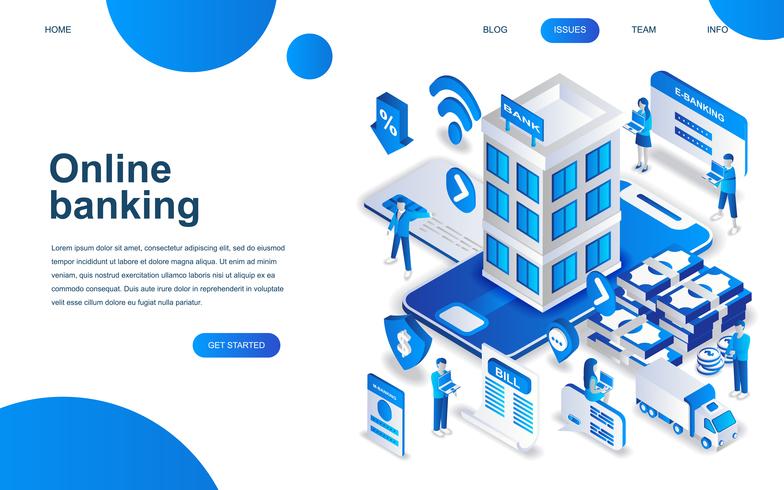 Modern isometric design concept of Online Banking vector