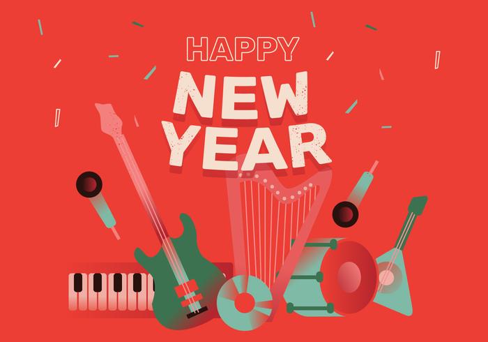 Happy New Year Music Party Background Vector