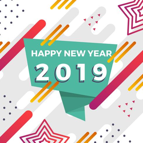 Flat Abstract Happy New Year Instagram Post Vector Illustration