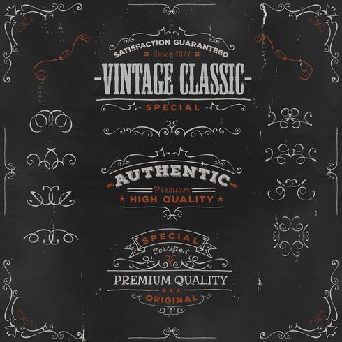 Hand Drawn Vintage Banners And Ribbons On Chalkboard vector