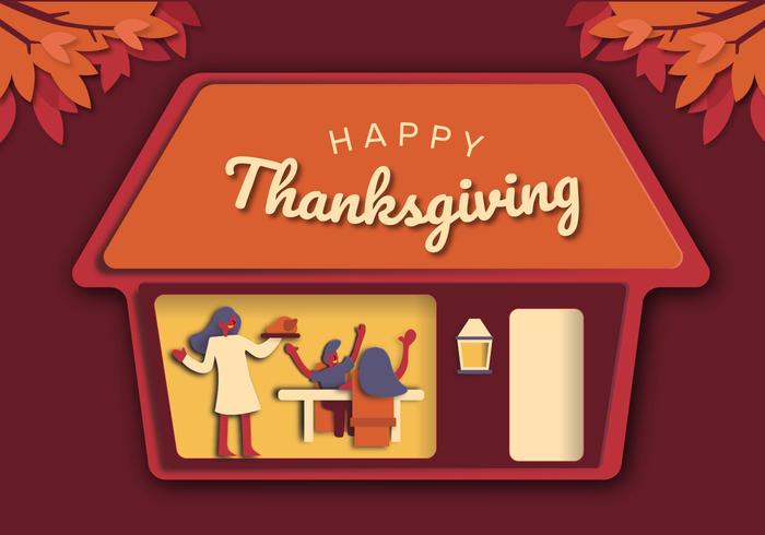 Thanksgiving Family Dinner Background vector Illustration