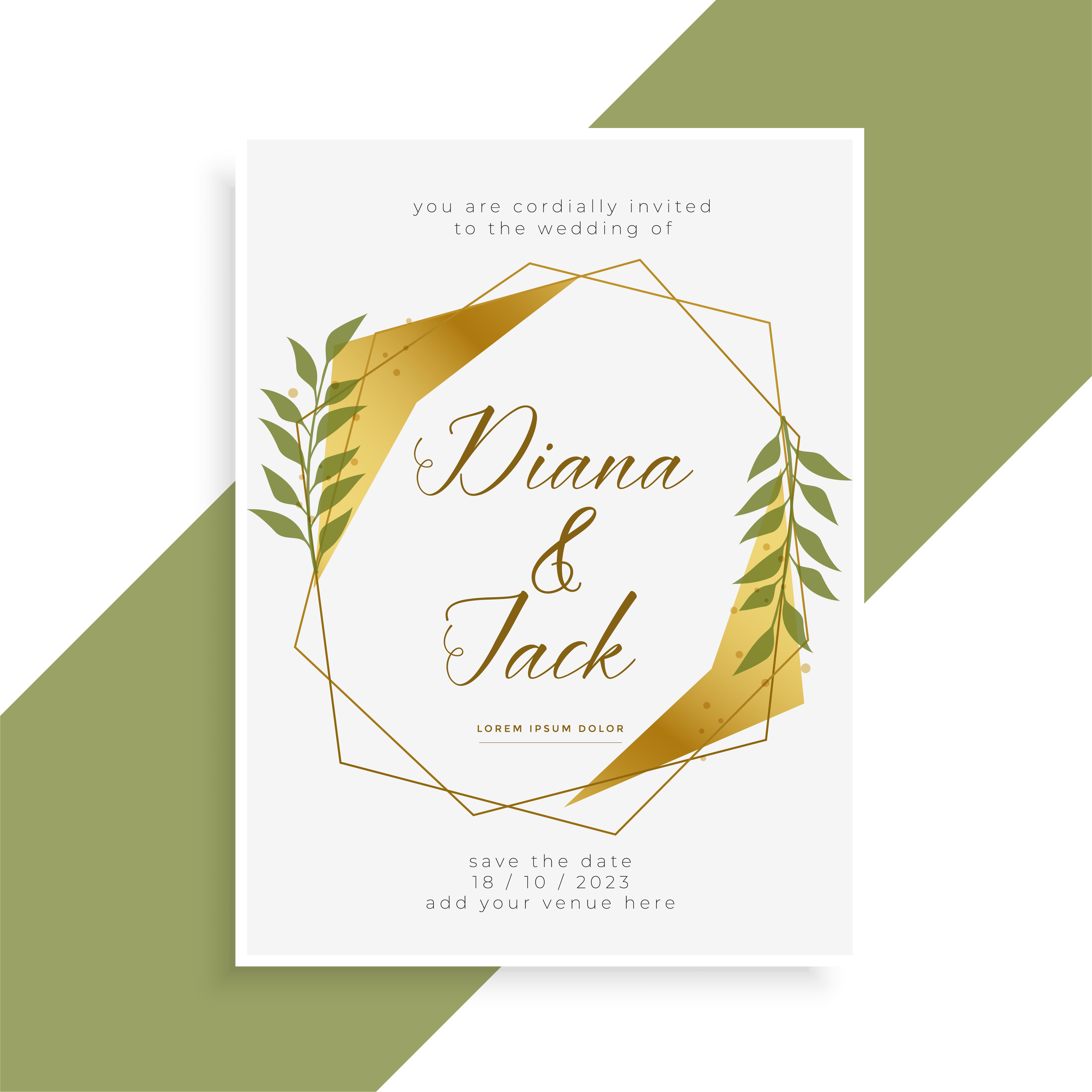 beautiful golden wedding invitation card design download