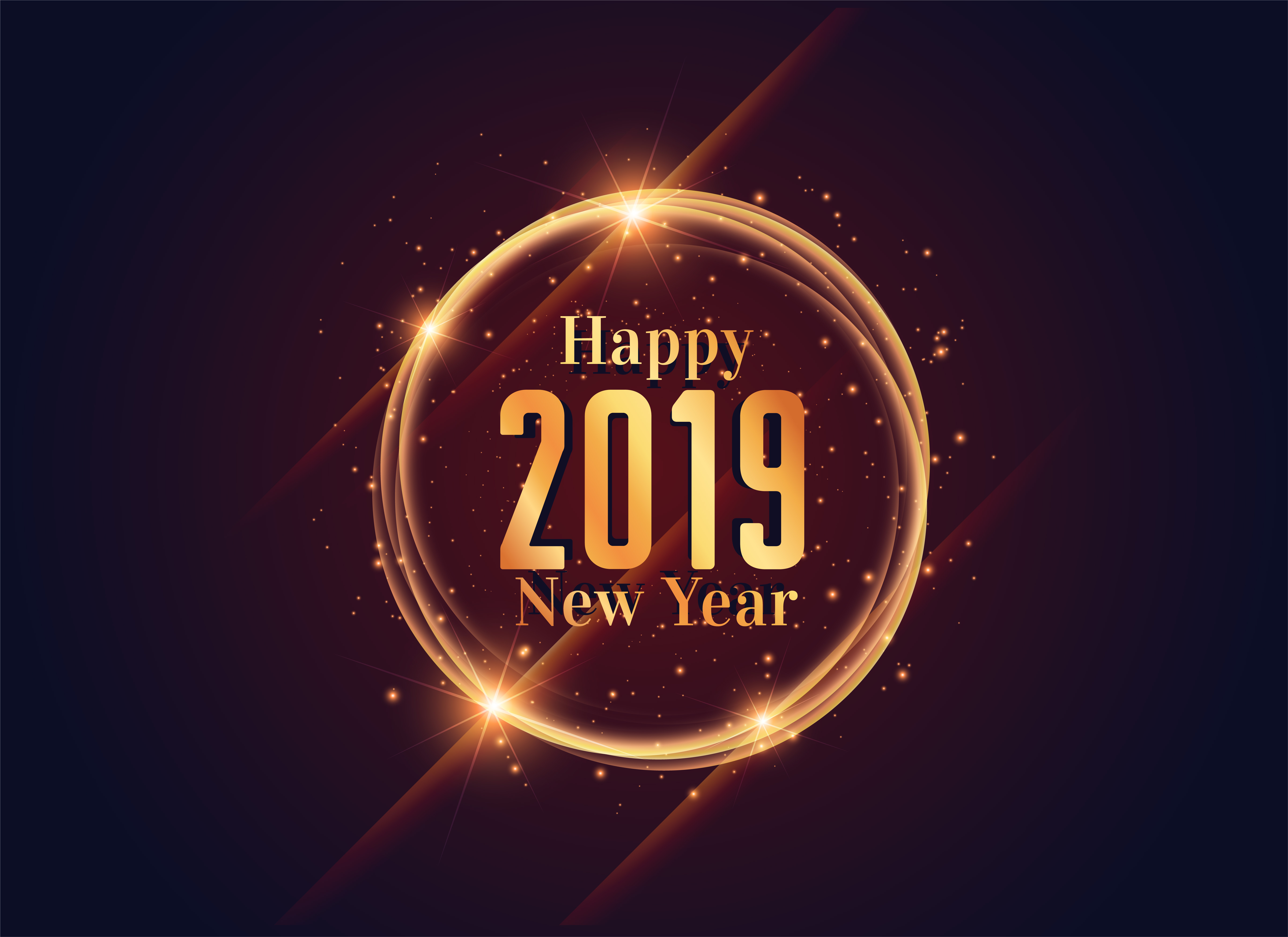 2019 happy new year shiny background design - Download Free Vector Art