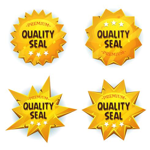 Cartoon Gold Premium Quality Seals vector