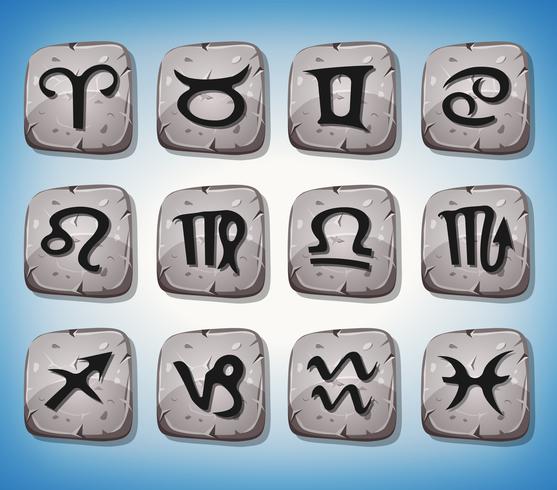 Zodiac Signs And Icons Set On Rocks vector