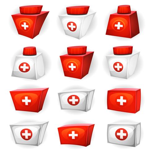 Iconos de caja de medicina para juego de interfaz de usuario vector